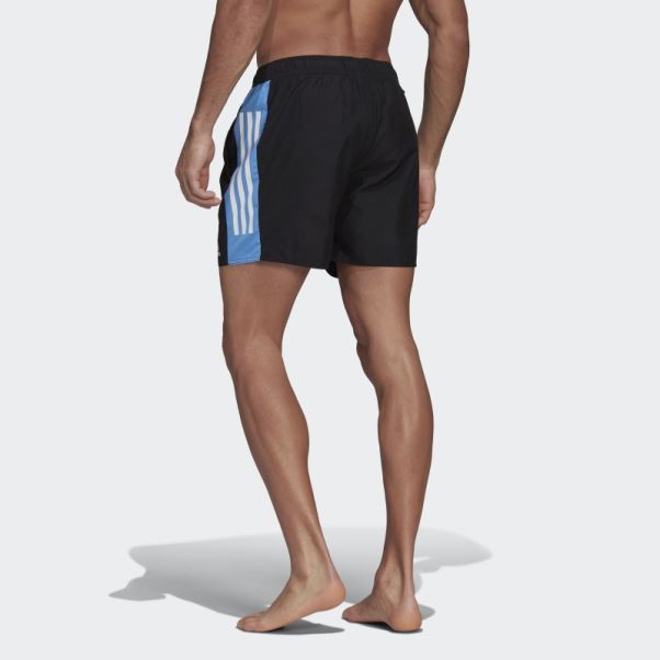 Adidas Short De Bain Colorblock 3 Bandes Court Noir