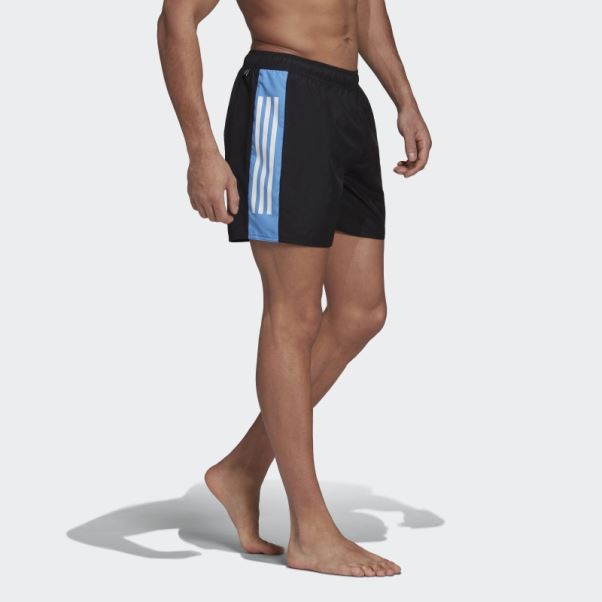 Adidas Short De Bain Colorblock 3 Bandes Court Noir