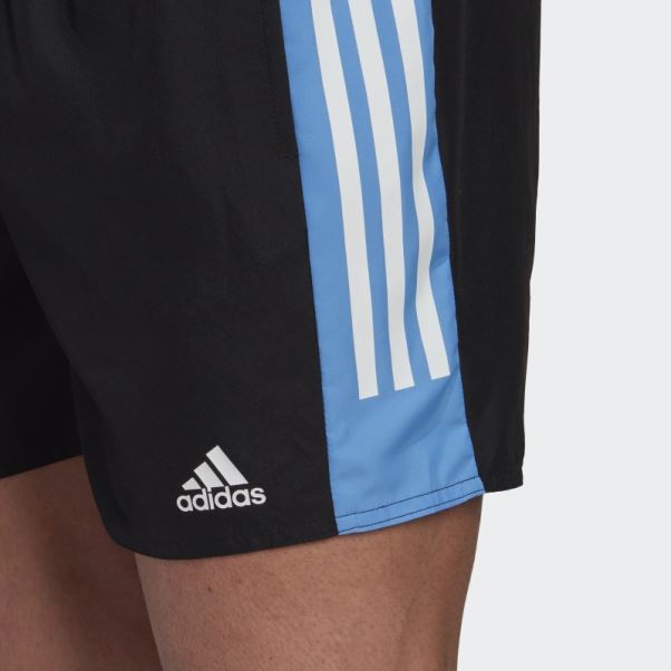Adidas Short De Bain Colorblock 3 Bandes Court Noir