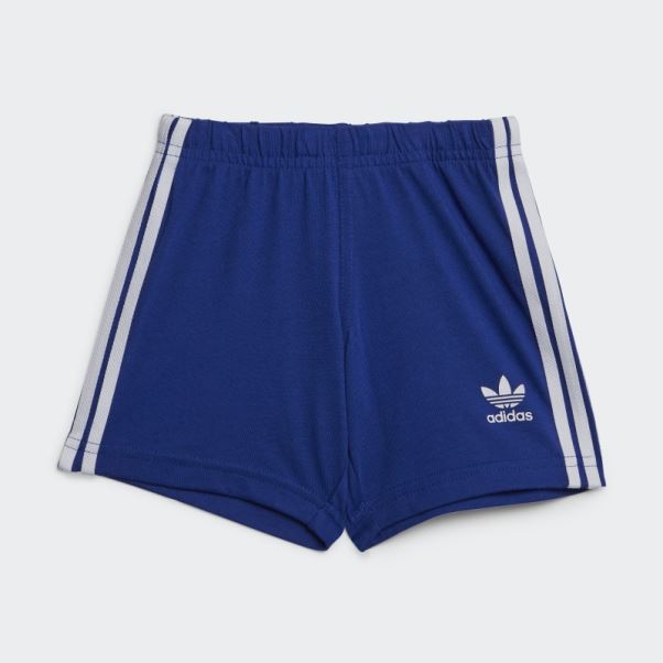 Adidas Short Trèfle Bleu Ensemble T-shirt