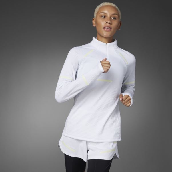Adidas Reflect At Night X-city Haut De Course à Manches Longues Blanc