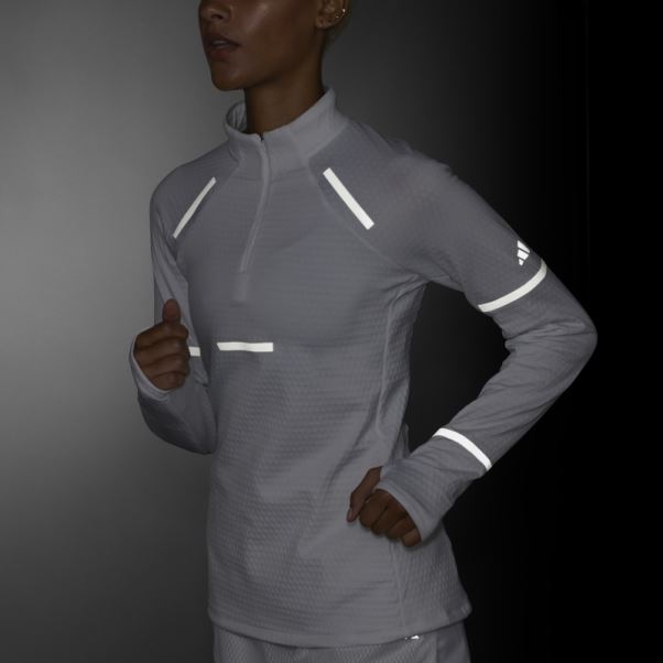 Adidas Reflect At Night X-city Haut De Course à Manches Longues Blanc