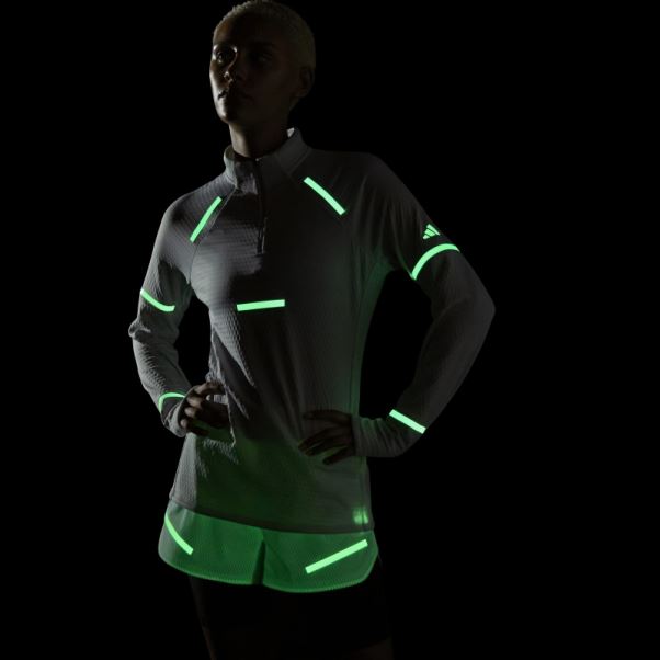 Adidas Reflect At Night X-city Haut De Course à Manches Longues Blanc