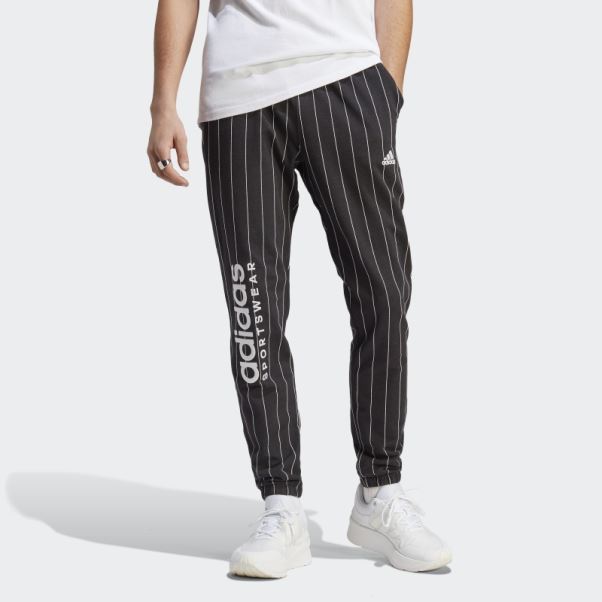 Pantalon Adidas Noir En Polaire à Fines Rayures