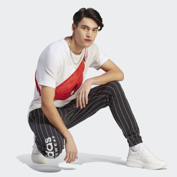 Pantalon Adidas Noir En Polaire à Fines Rayures
