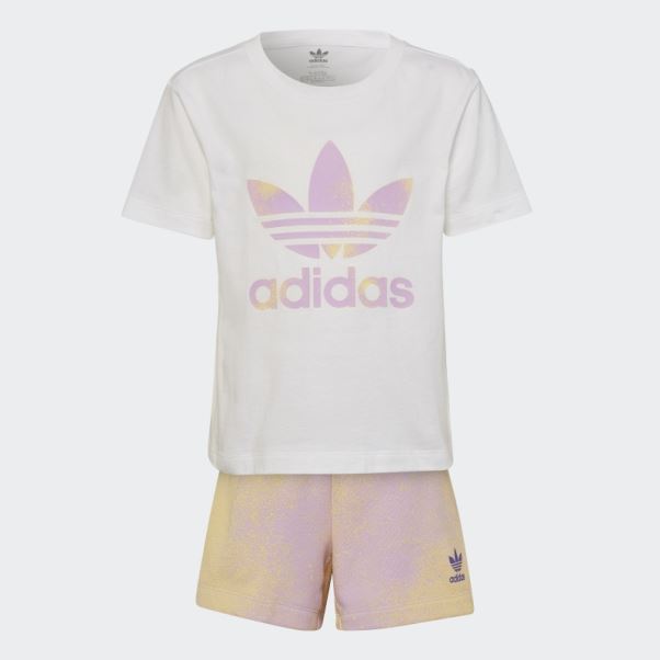 Ensemble Short Et T-shirt Logo Graphique Blanc Adidas