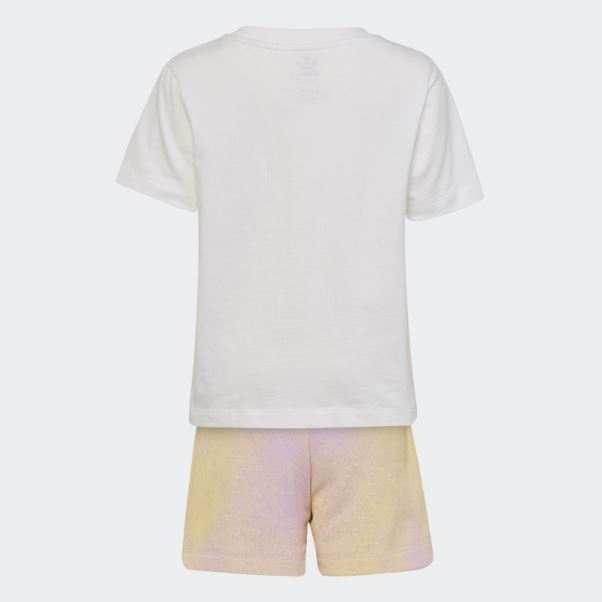Ensemble Short Et T-shirt Logo Graphique Blanc Adidas