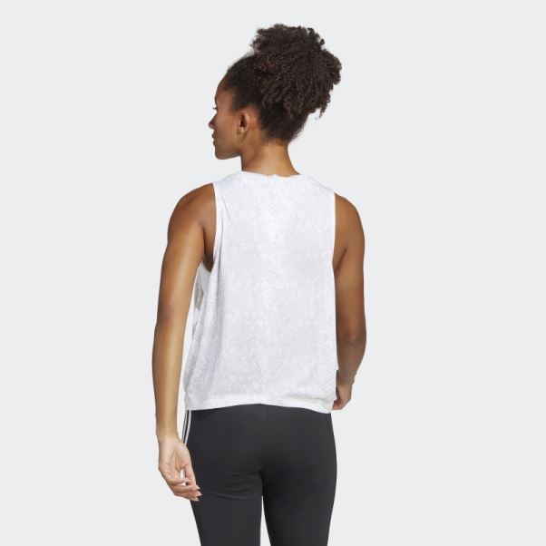 T-shirt Adidas Train Icon Blanc Imprimé Sur L'ensemble