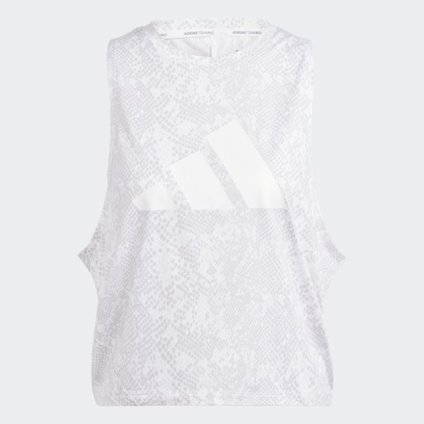 T-shirt Adidas Train Icon Blanc Imprimé Sur L'ensemble