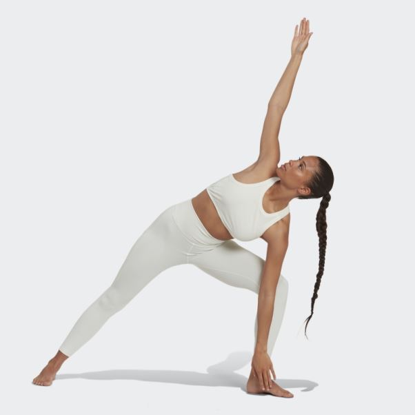 Yoga Studio Débardeur Côtelé Enveloppé Adidas Blanc