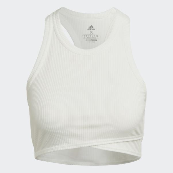 Yoga Studio Débardeur Côtelé Enveloppé Adidas Blanc