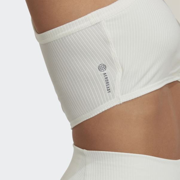 Yoga Studio Débardeur Côtelé Enveloppé Adidas Blanc