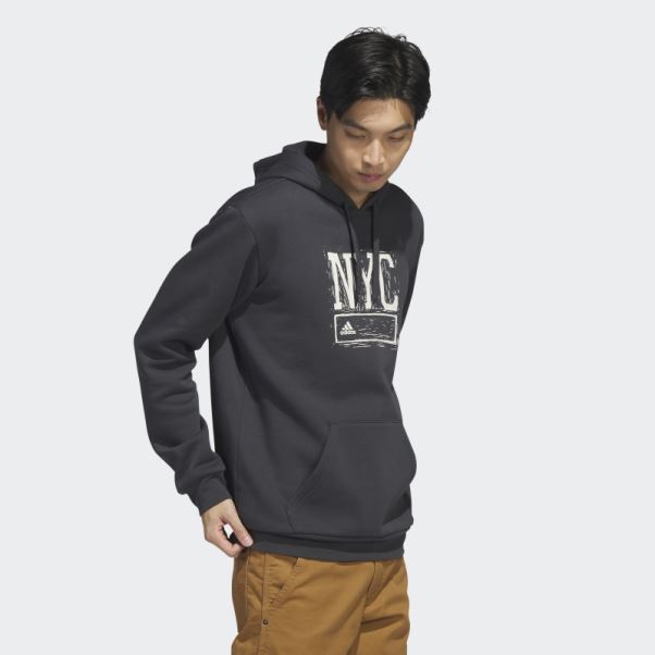 Adidas Nyc Sweat à Capuche Graphique Carbone