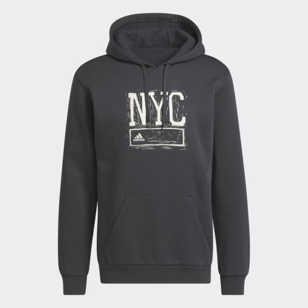 Adidas Nyc Sweat à Capuche Graphique Carbone