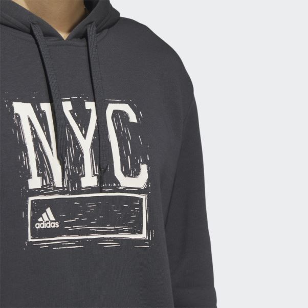 Adidas Nyc Sweat à Capuche Graphique Carbone