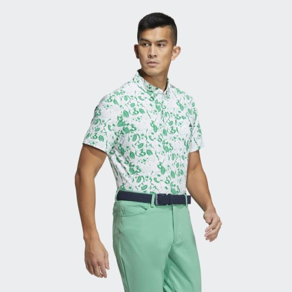 Play Green Polo Graphique Adidas Blanc