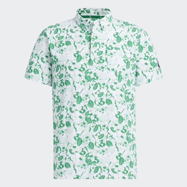 Play Green Polo Graphique Adidas Blanc