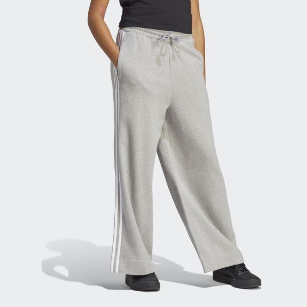 Pantalon Large En Molleton à 3 Bandes Essentials Gris Moyen Adidas