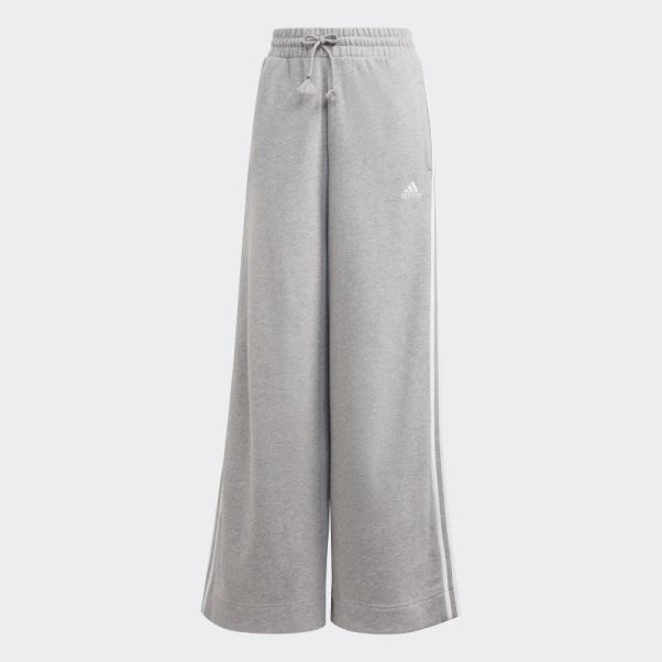 Pantalon Large En Molleton à 3 Bandes Essentials Gris Moyen Adidas