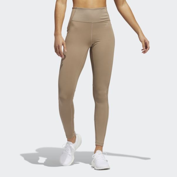 Adidas Collants D'entraînement Hyperglam Marron Crayeux