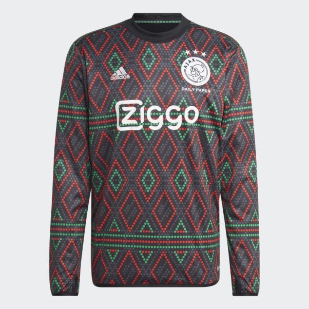 Adidas Ajax Amsterdam X Daily Paper Haut Chaud D'avant-match Noir