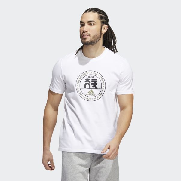 T-shirt Graphique Emblème Basics Adidas Blanc