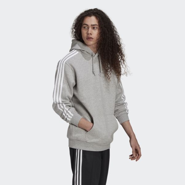Sweat à Capuche Adidas Adicolor Classics 3 Bandes Gris Moyen