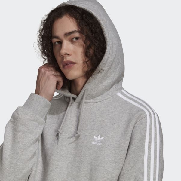 Sweat à Capuche Adidas Adicolor Classics 3 Bandes Gris Moyen