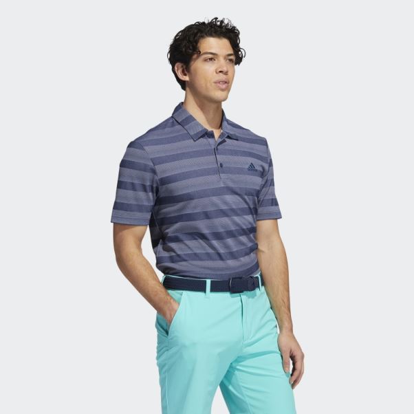 Polo à Rayures Bicolores Bleu Marine Adidas