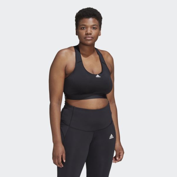 Soutien-gorge à Maintien Moyen Adidas Powerreact Training (taille Plus) Noir Chaud
