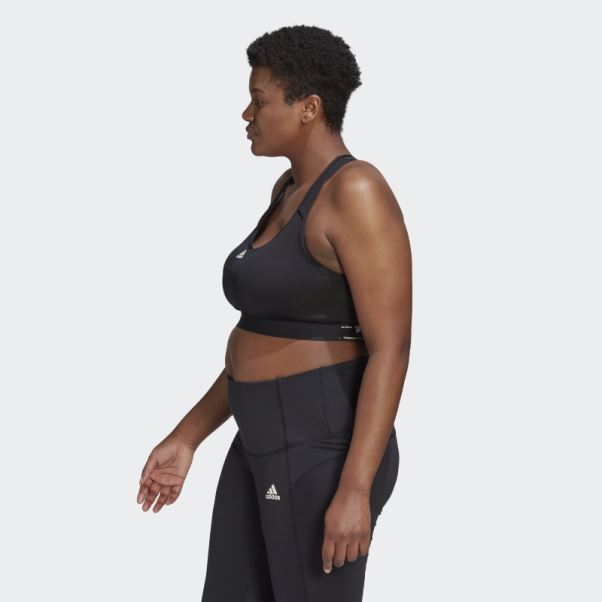 Soutien-gorge à Maintien Moyen Adidas Powerreact Training (taille Plus) Noir Chaud