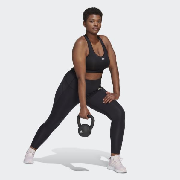 Soutien-gorge à Maintien Moyen Adidas Powerreact Training (taille Plus) Noir Chaud