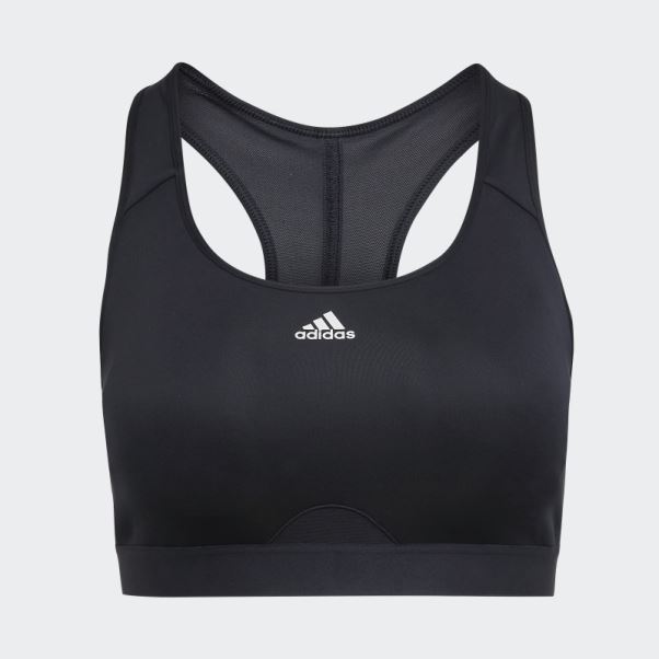 Soutien-gorge à Maintien Moyen Adidas Powerreact Training (taille Plus) Noir Chaud