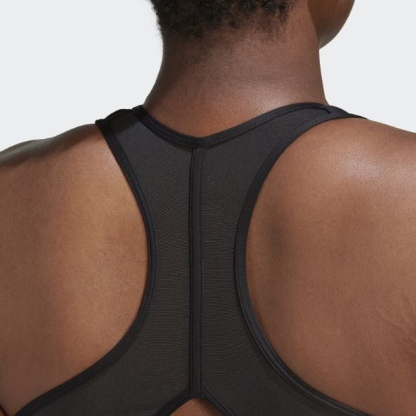 Soutien-gorge à Maintien Moyen Adidas Powerreact Training (taille Plus) Noir Chaud