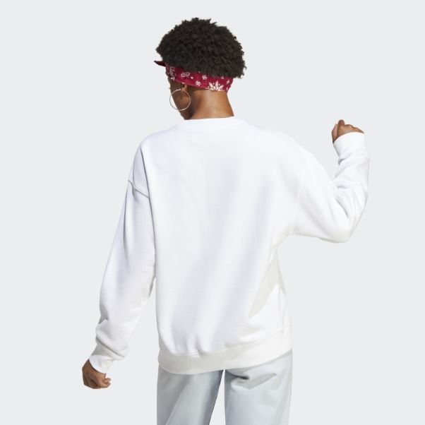 Sweat Ras Du Cou Trèfle Blanc Adidas Stylé