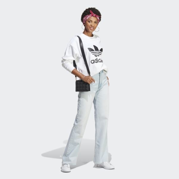 Sweat Ras Du Cou Trèfle Blanc Adidas Stylé
