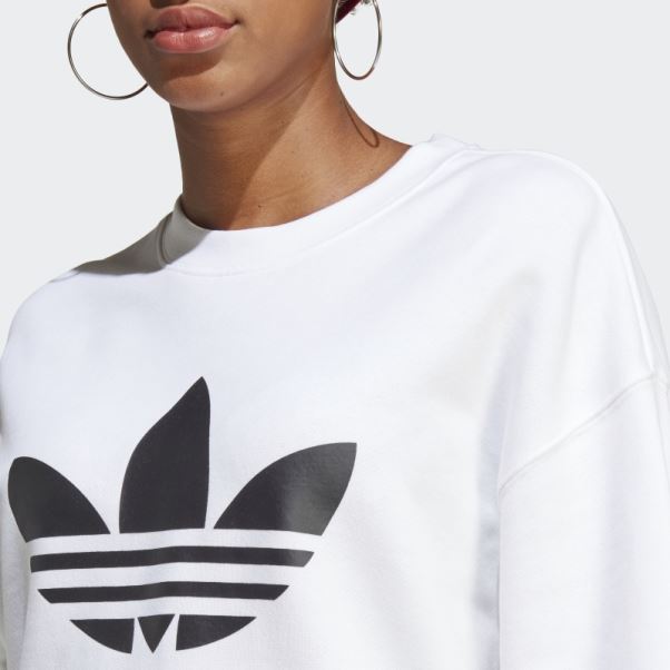 Sweat Ras Du Cou Trèfle Blanc Adidas Stylé
