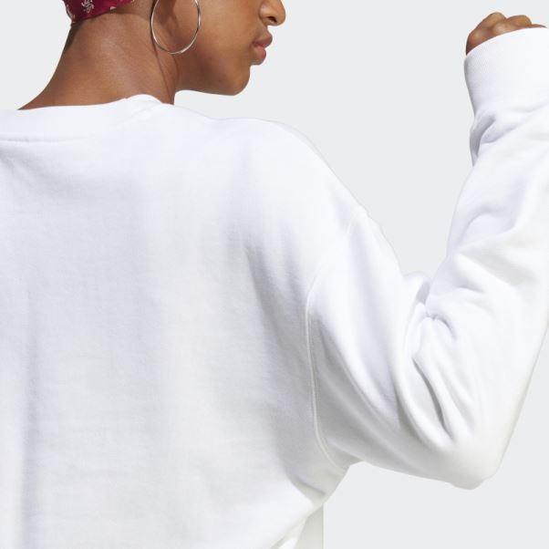 Sweat Ras Du Cou Trèfle Blanc Adidas Stylé