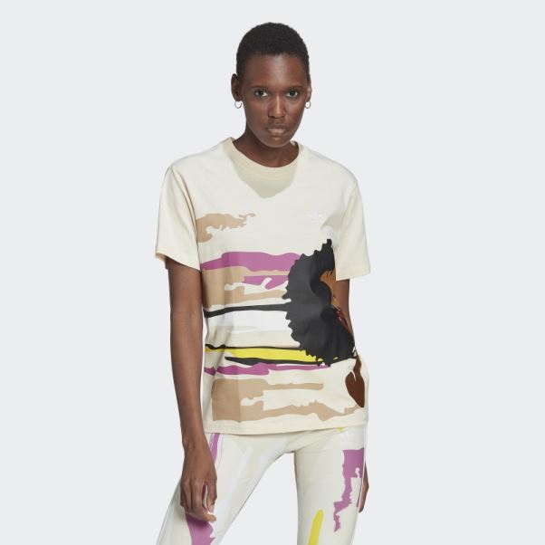 T-shirt écru Teint Thebe Magugu Regular Adidas