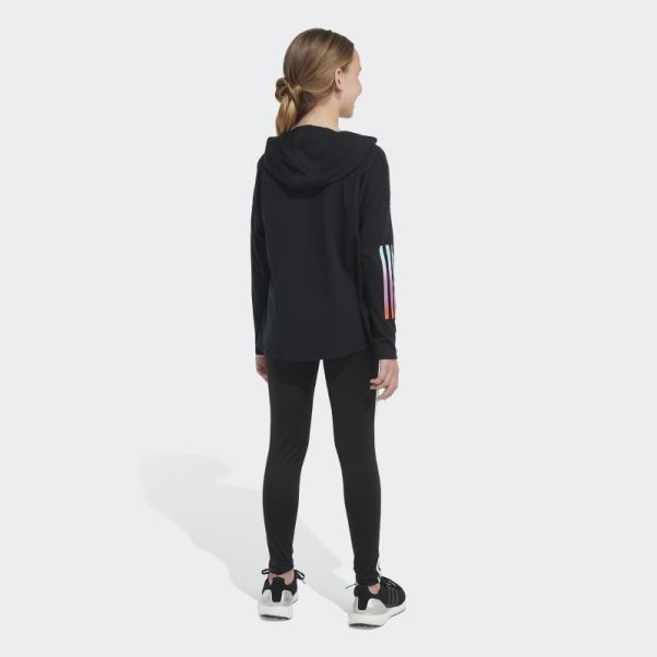 Adidas T-shirt Manches Longues Chiné Ourlet Arrondi Noir
