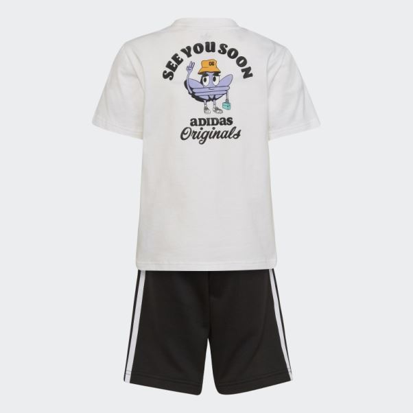 Ensemble Short Et T-shirt Trèfle Adidas Blanc