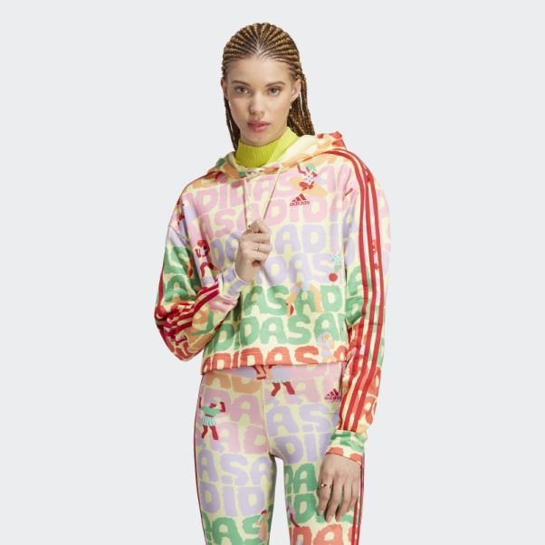 Sweat à Capuche Adidas Farm Rio 3 Bandes Citrine Perle