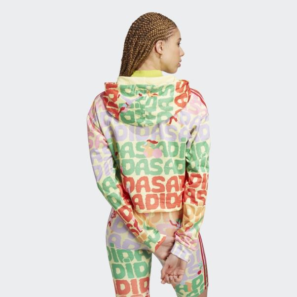 Sweat à Capuche Adidas Farm Rio 3 Bandes Citrine Perle