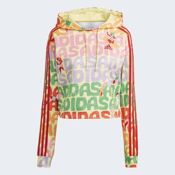 Sweat à Capuche Adidas Farm Rio 3 Bandes Citrine Perle