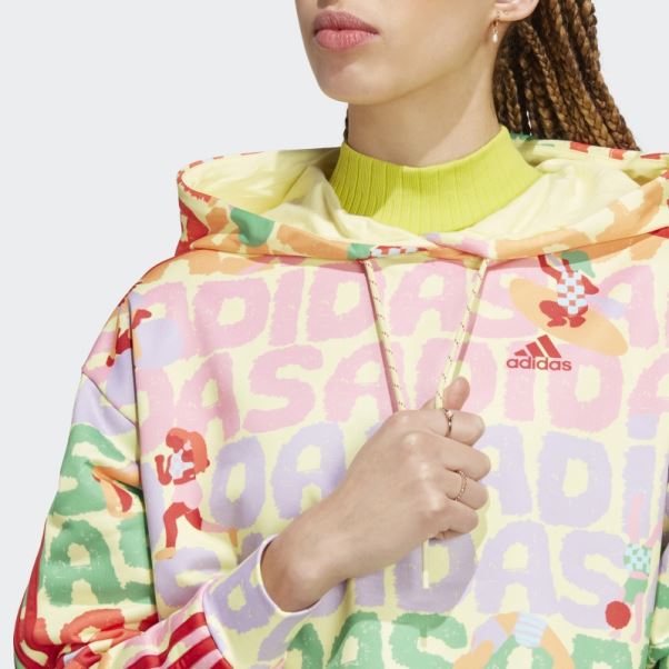 Sweat à Capuche Adidas Farm Rio 3 Bandes Citrine Perle