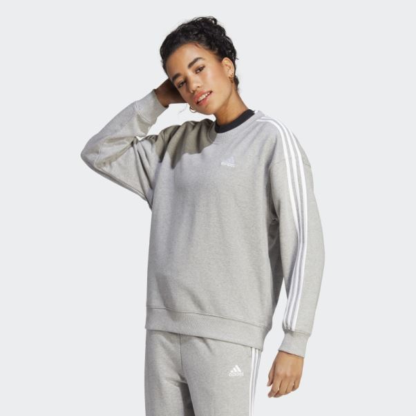 Sweat Essentiel 3 Bandes Adidas Gris Moyen