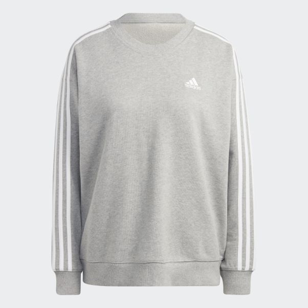 Sweat Essentiel 3 Bandes Adidas Gris Moyen