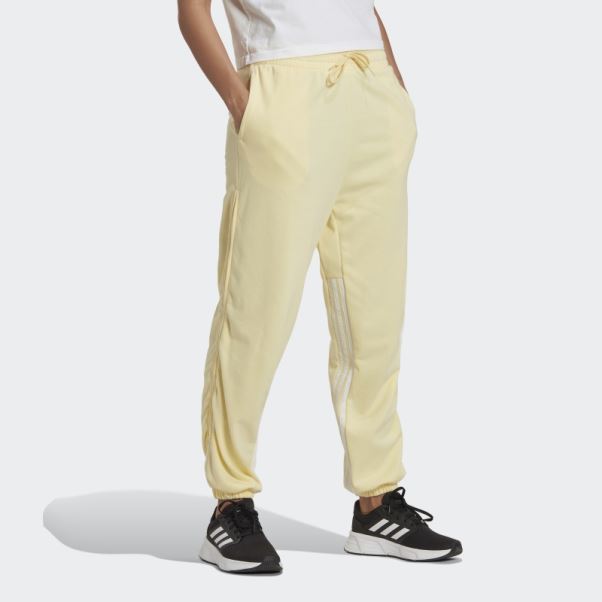 Hyperglam 3-stripes Jogging Oversize à Revers Avec Fermetures éclair Latérales Jaune Adidas