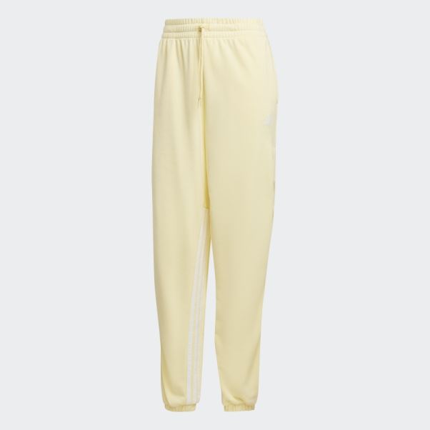 Hyperglam 3-stripes Jogging Oversize à Revers Avec Fermetures éclair Latérales Jaune Adidas