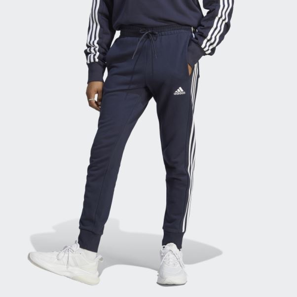 Adidas Essentials French Terry Tapered Cuff 3-stripes Pantalon Blanc élégant